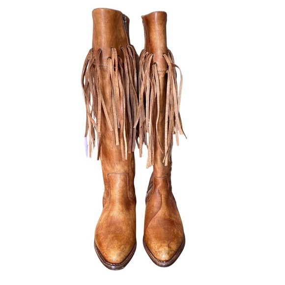 Bed Stu Shoes - Bed Stu Knee High Fringe Cognac Leather Boots size 7 like new